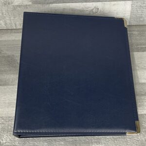 navy blue smooth faux leather ring binder front